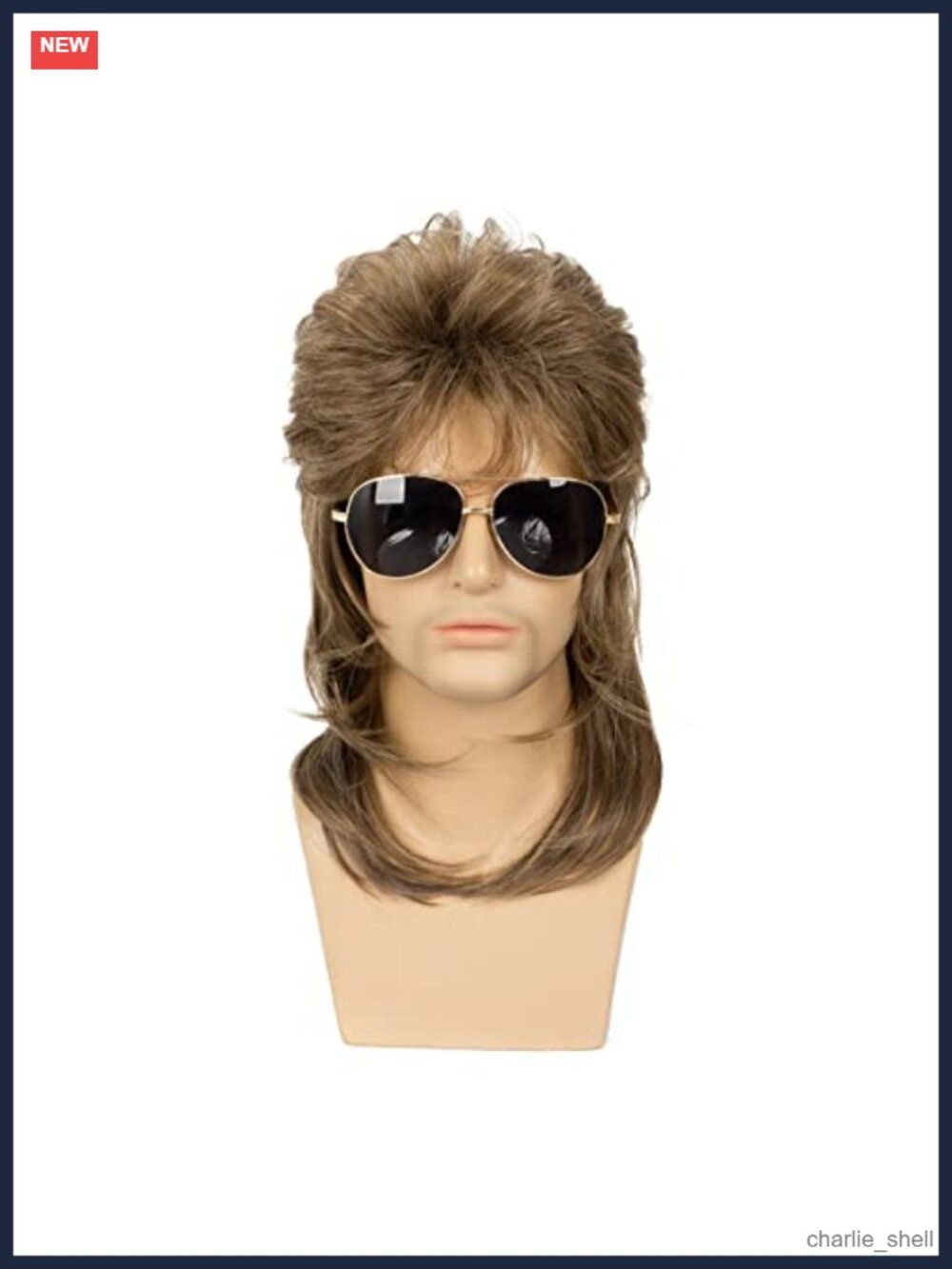 Mens Mullet Wig Heat Resistant Synthetic Fiber 70s 80s Halloween Cosplay Fancy